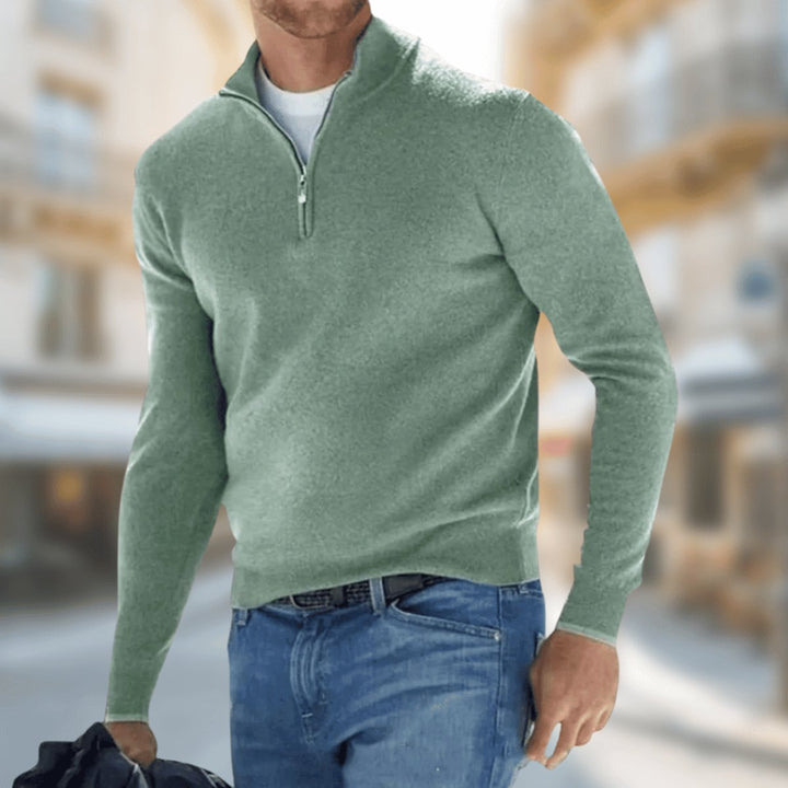 Felix | Herren Leichter Quarter-Zip Strickpullover