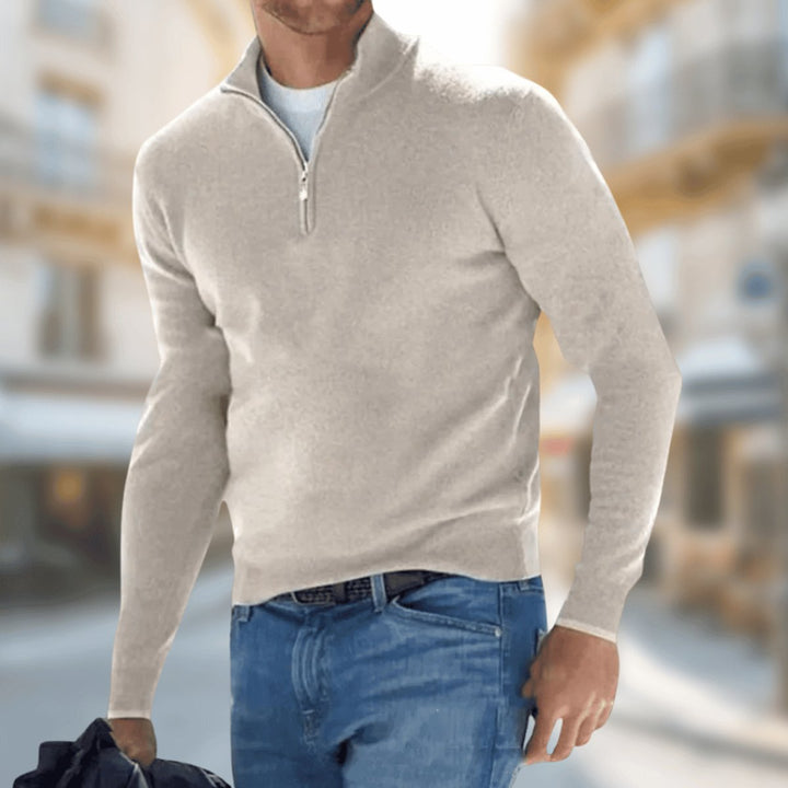 Felix | Herren Leichter Quarter-Zip Strickpullover