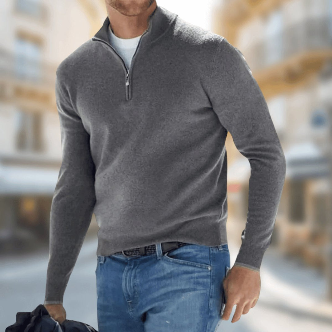 Felix | Herren Leichter Quarter-Zip Strickpullover
