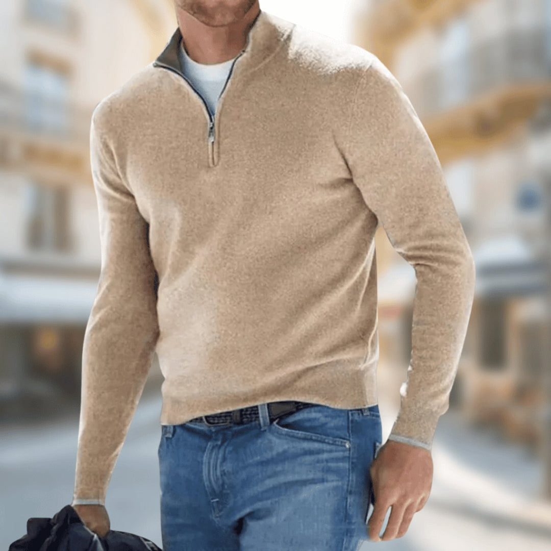 Felix | Herren Leichter Quarter-Zip Strickpullover