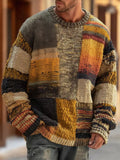 Matthias | Herren Patchwork Grobstrick Pullover Rundhals