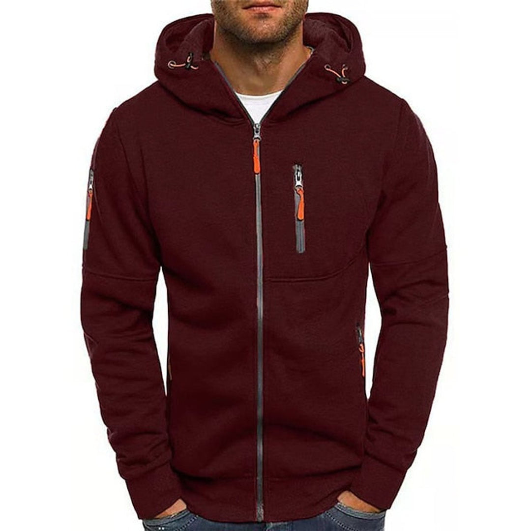 Simon | Herren Kapuzenpullover Strick mit Reißverschluss und Kordelzug