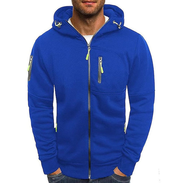 Simon | Herren Kapuzenpullover Strick mit Reißverschluss und Kordelzug