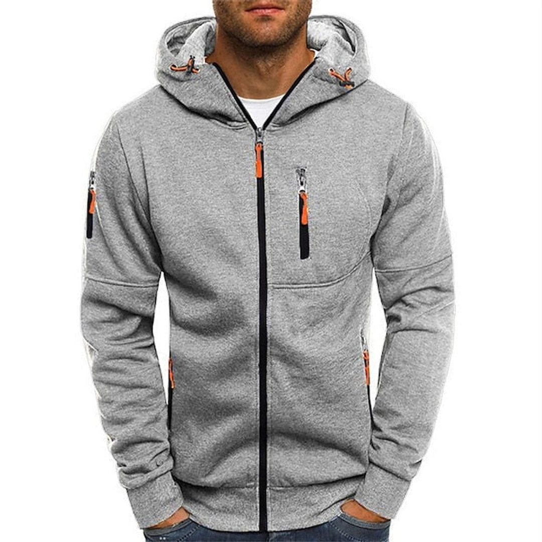 Simon | Herren Kapuzenpullover Strick mit Reißverschluss und Kordelzug