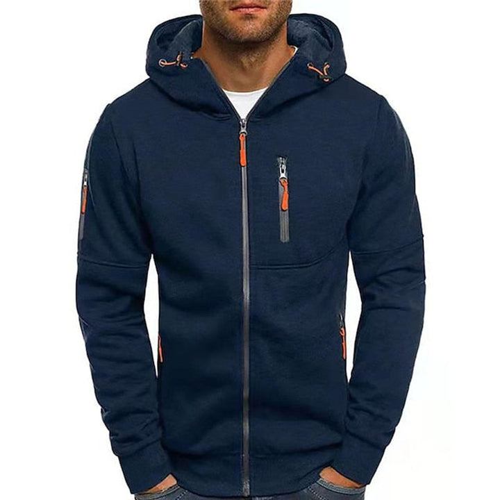 Simon | Herren Kapuzenpullover Strick mit Reißverschluss und Kordelzug