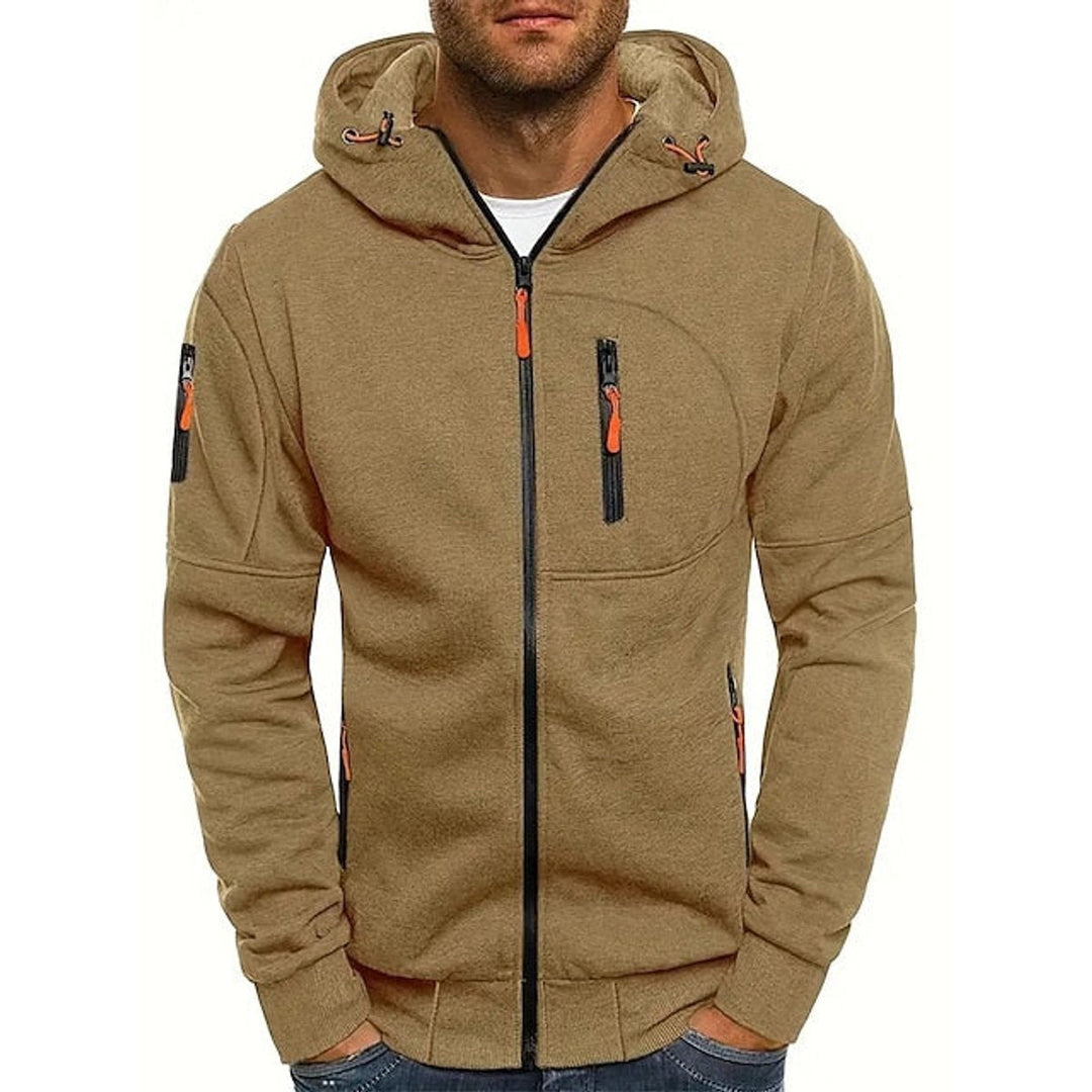 Simon | Herren Kapuzenpullover Strick mit Reißverschluss und Kordelzug