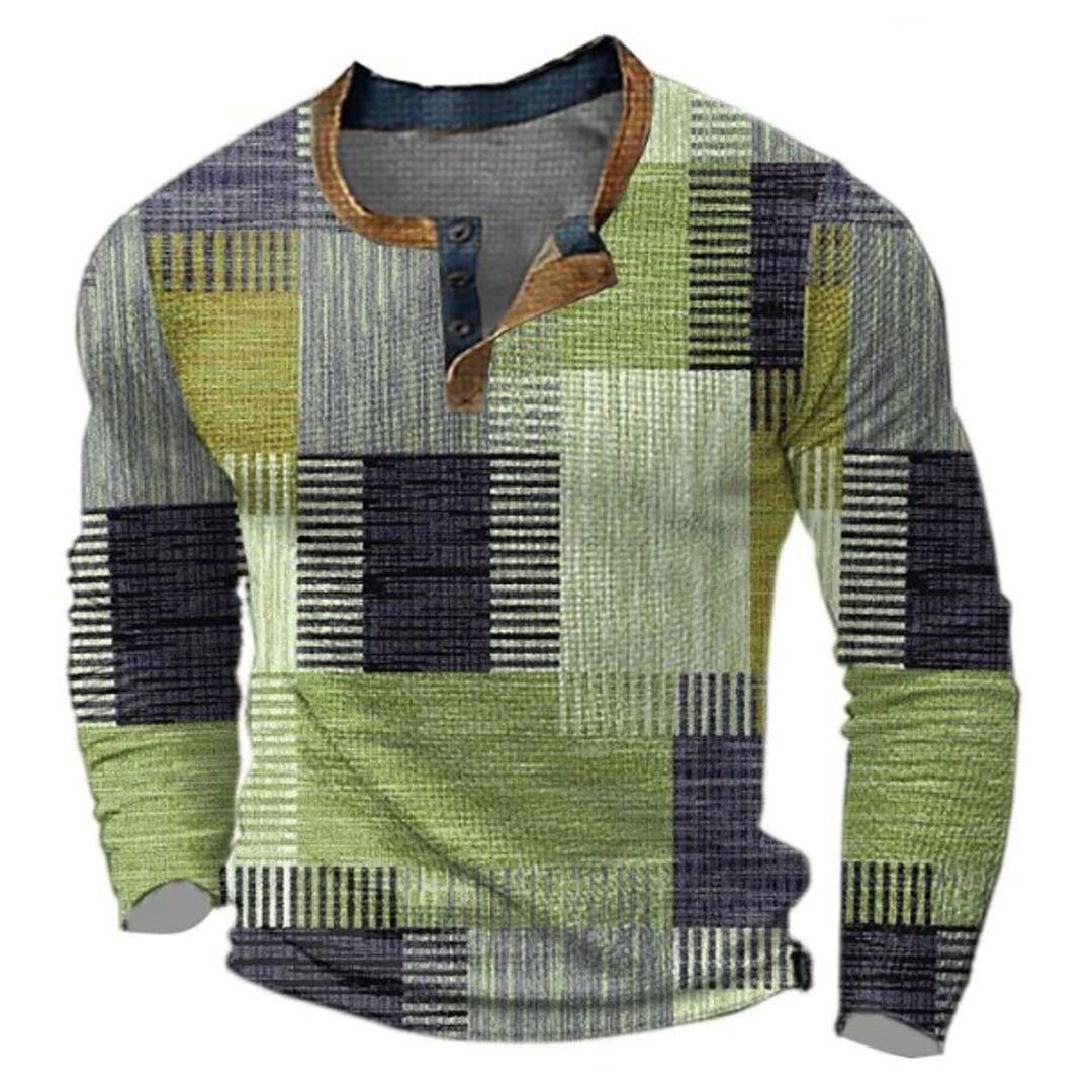 Christian | Herren Retro Colorblock Langarm Henley Strick