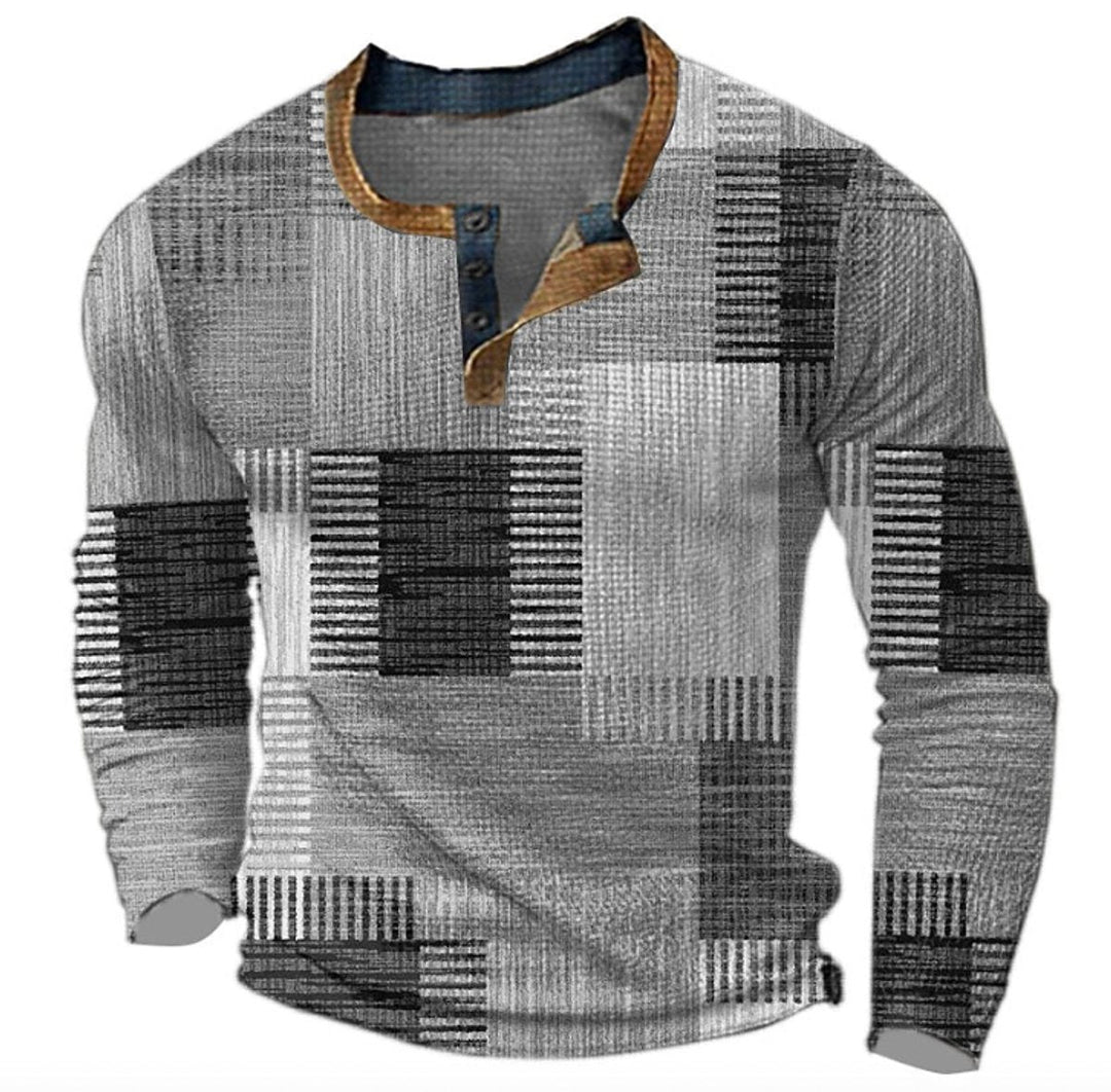 Christian | Herren Retro Colorblock Langarm Henley Strick