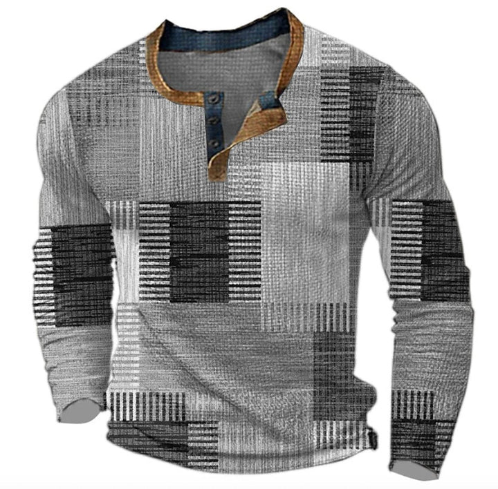 Christian | Herren Retro Colorblock Langarm Henley Strick