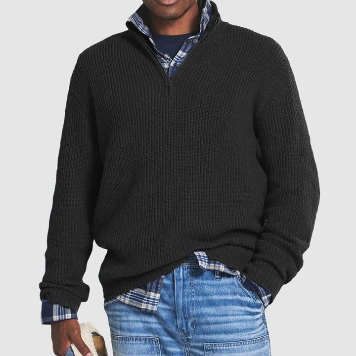 Lukas | Herren Gerippter Quarter-Zip Strickpullover