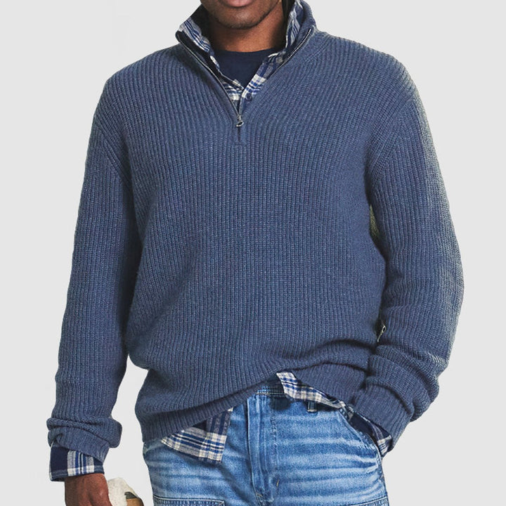 Lukas | Herren Gerippter Quarter-Zip Strickpullover