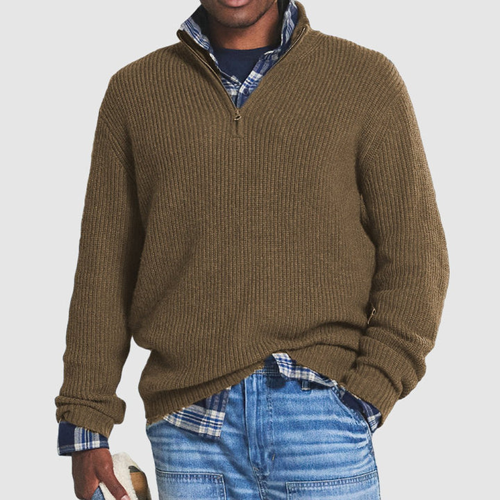 Lukas | Herren Gerippter Quarter-Zip Strickpullover