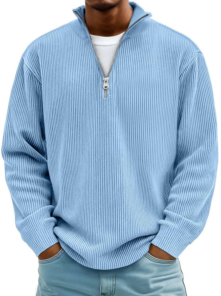Simon | Herren Rippstrick Quarter-Zip Pullover mit Stehkragen