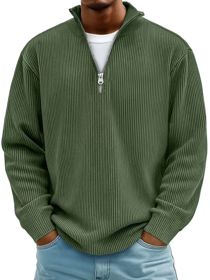 Simon | Herren Rippstrick Quarter-Zip Pullover mit Stehkragen