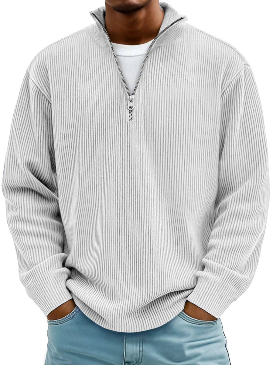 Simon | Herren Rippstrick Quarter-Zip Pullover mit Stehkragen