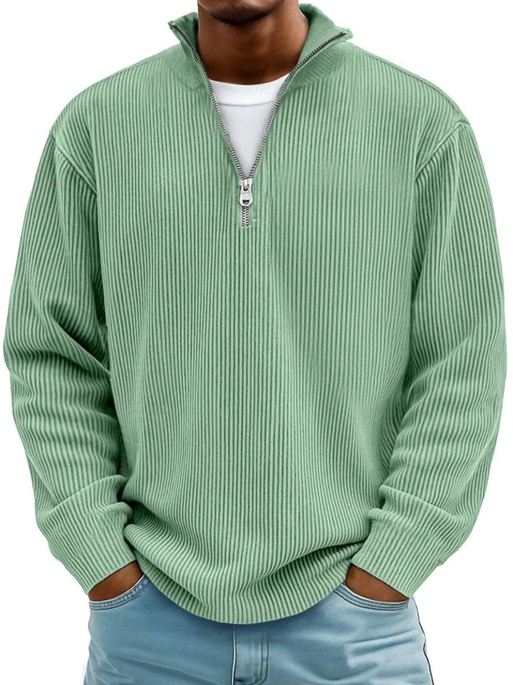 Simon | Herren Rippstrick Quarter-Zip Pullover mit Stehkragen