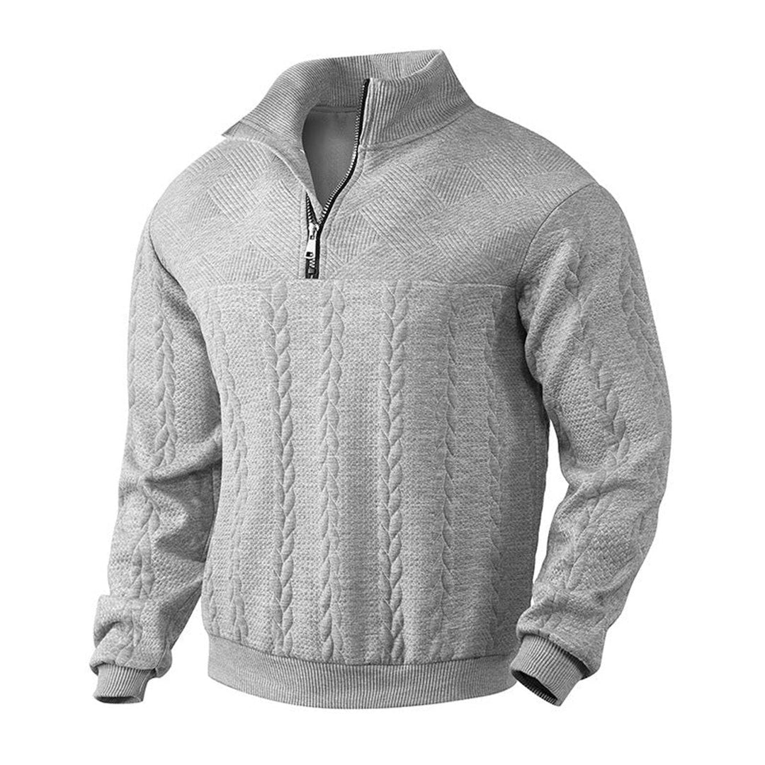 Andreas | Herren Zopfstrick Pullover mit Reißverschluss