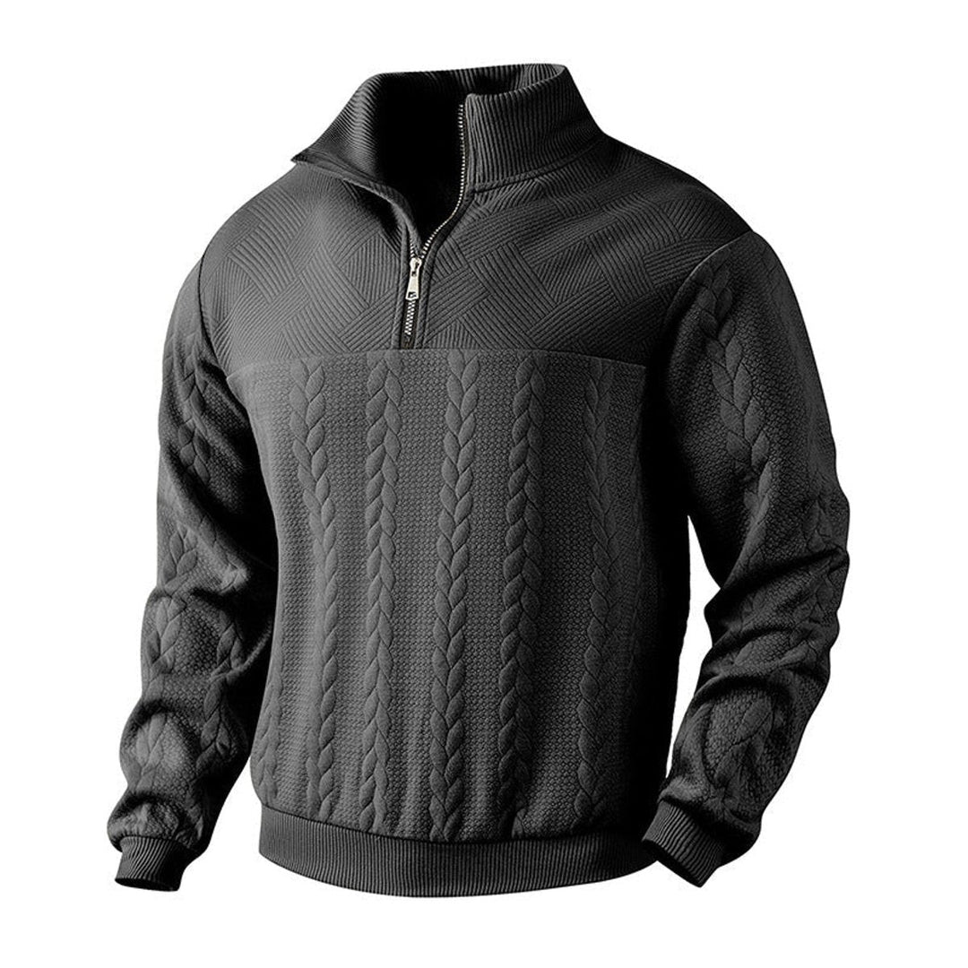 Andreas | Herren Zopfstrick Pullover mit Reißverschluss
