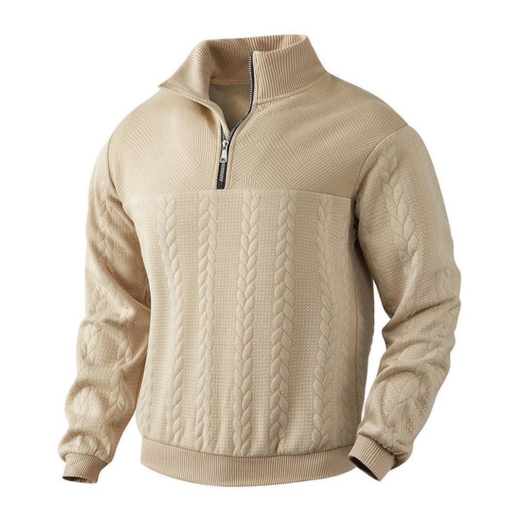 Andreas | Herren Zopfstrick Pullover mit Reißverschluss