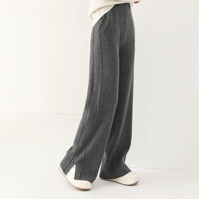 Hose für Damen mit Bundfalten und Geradem Bein