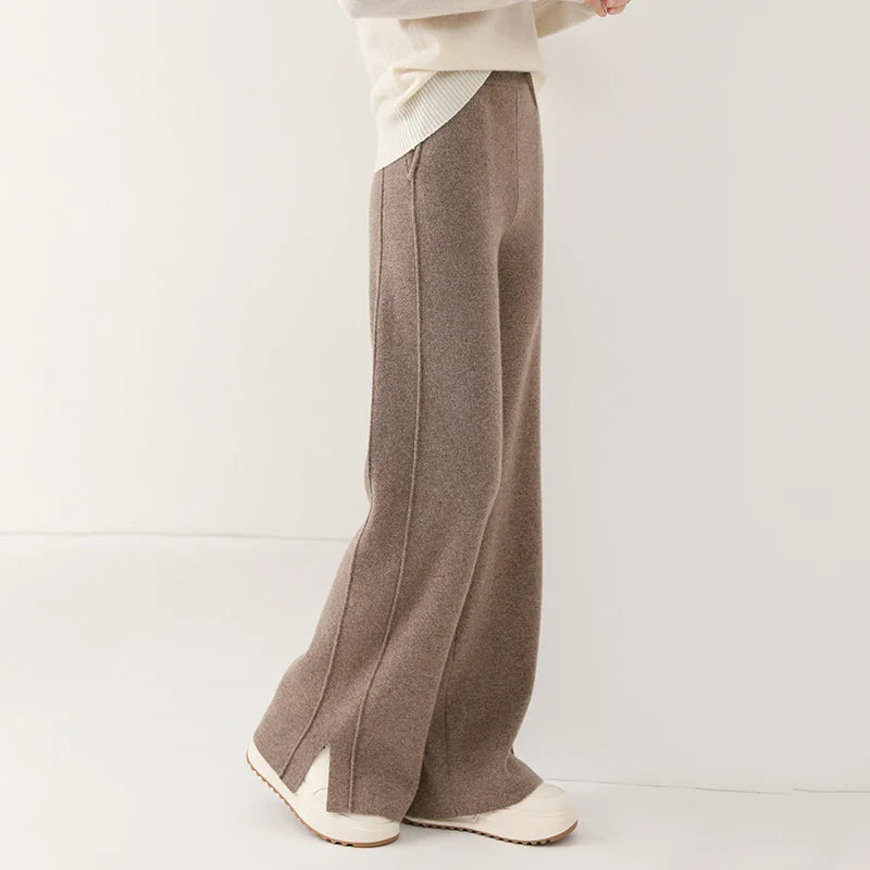 Hose für Damen mit Bundfalten und Geradem Bein