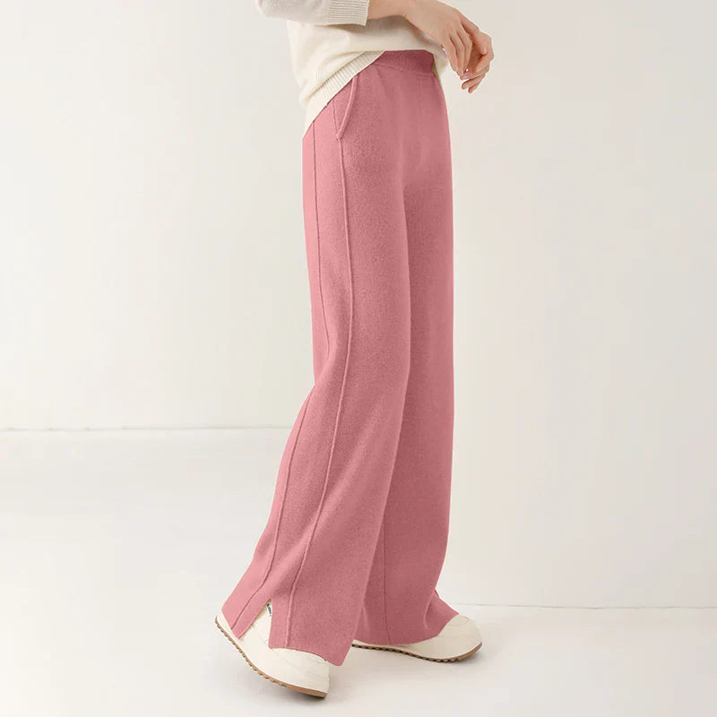 Hose für Damen mit Bundfalten und Geradem Bein