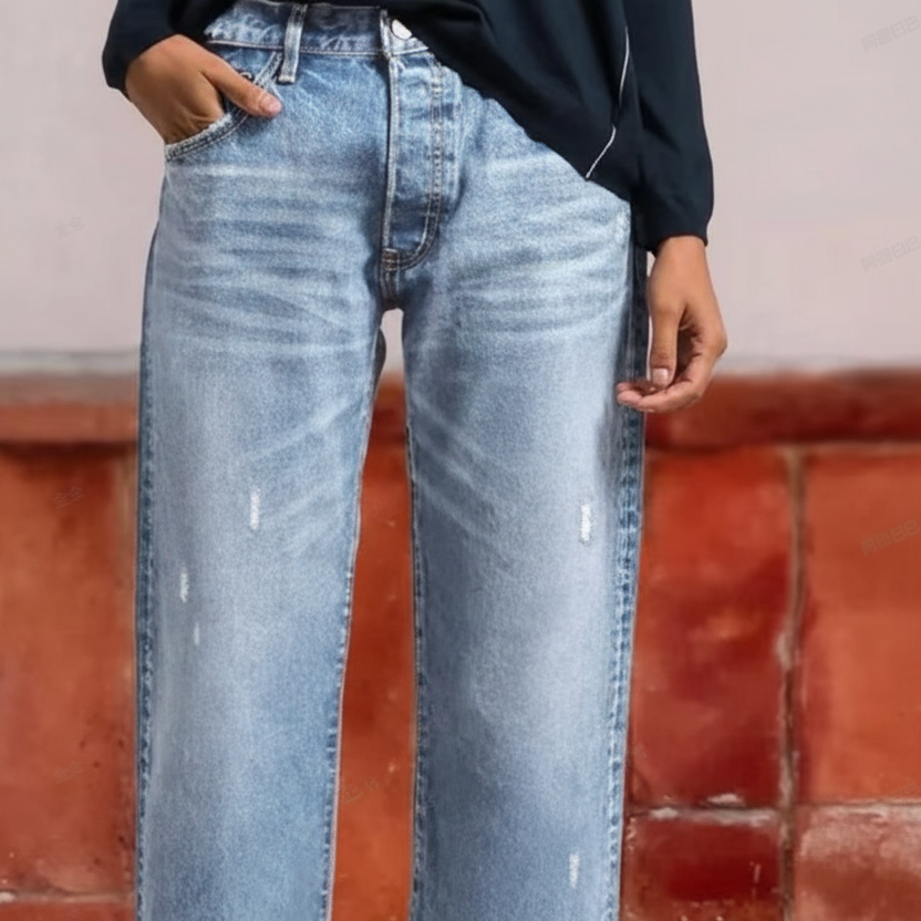 Hose für Damen mit Geradem Bein und Verkürzter Länge