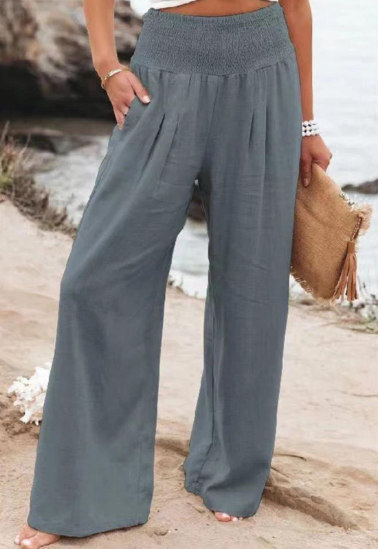Hose für Damen mit Hohem Bund und Geradem Bein