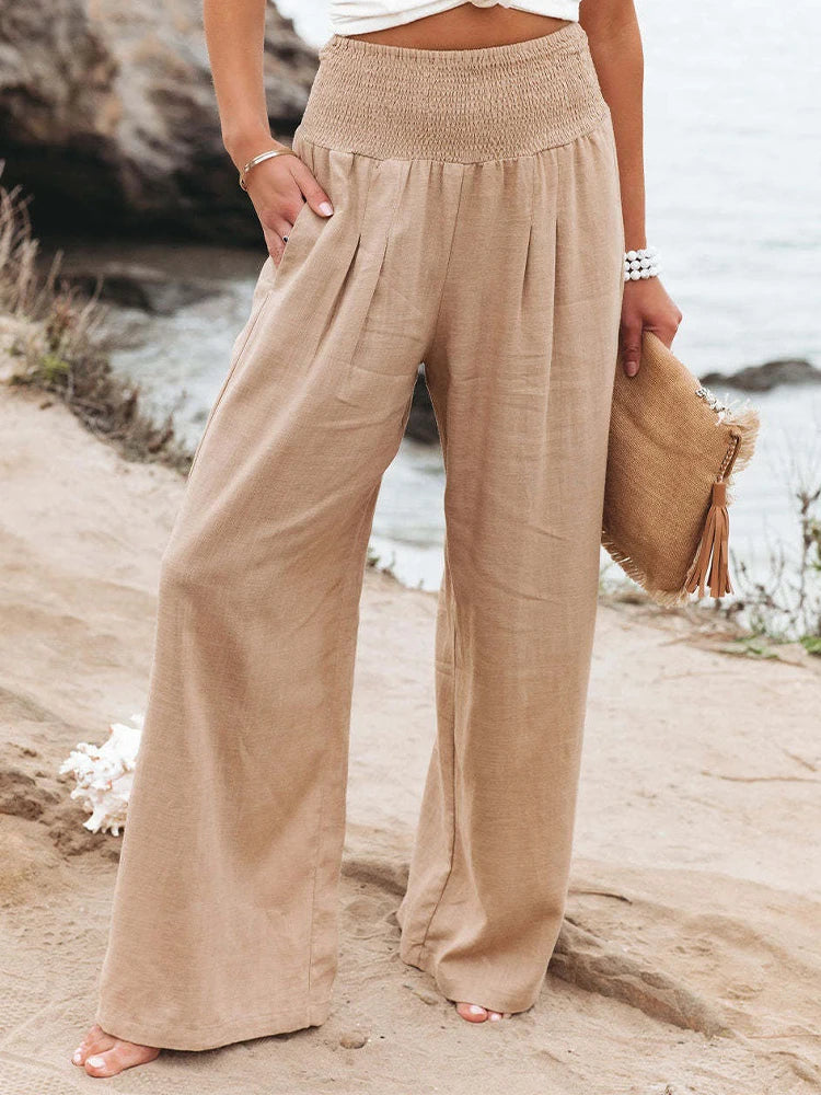 Hose für Damen mit Hohem Bund und Geradem Bein