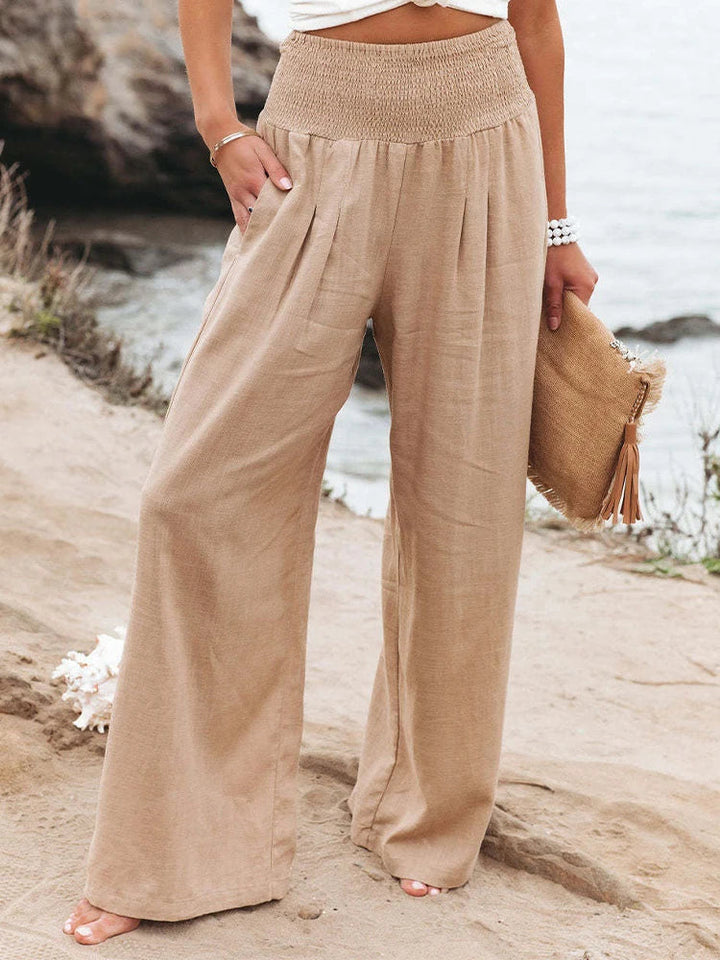 Hose für Damen mit Hohem Bund und Geradem Bein