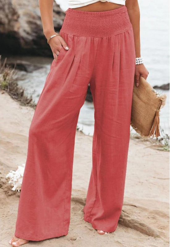 Hose für Damen mit Hohem Bund und Geradem Bein