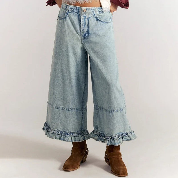 Hose für Damen mit Rüschensaum und Verkürztem Bein