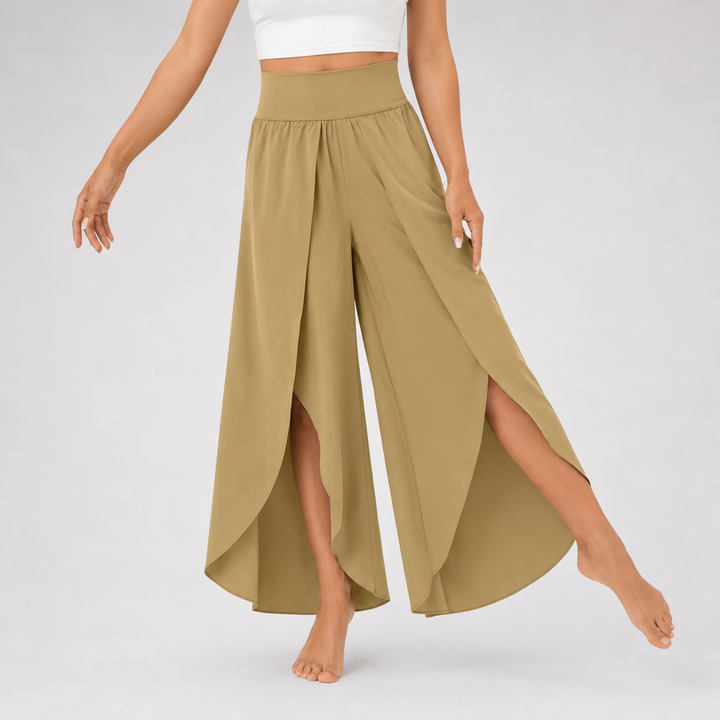 Hose für Damen mit Weitem Bein und Elastischem Bund
