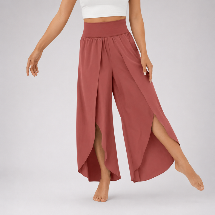 Hose für Damen mit Weitem Bein und Elastischem Bund