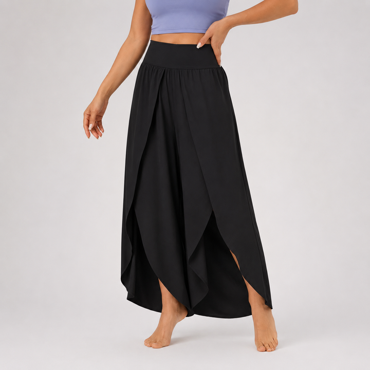 Hose für Damen mit Weitem Bein und Elastischem Bund