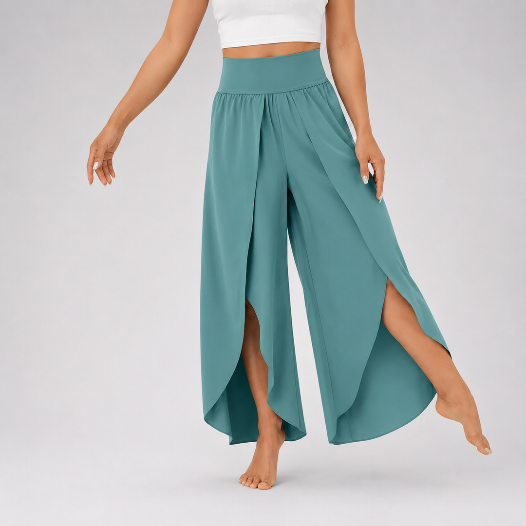 Hose für Damen mit Weitem Bein und Elastischem Bund