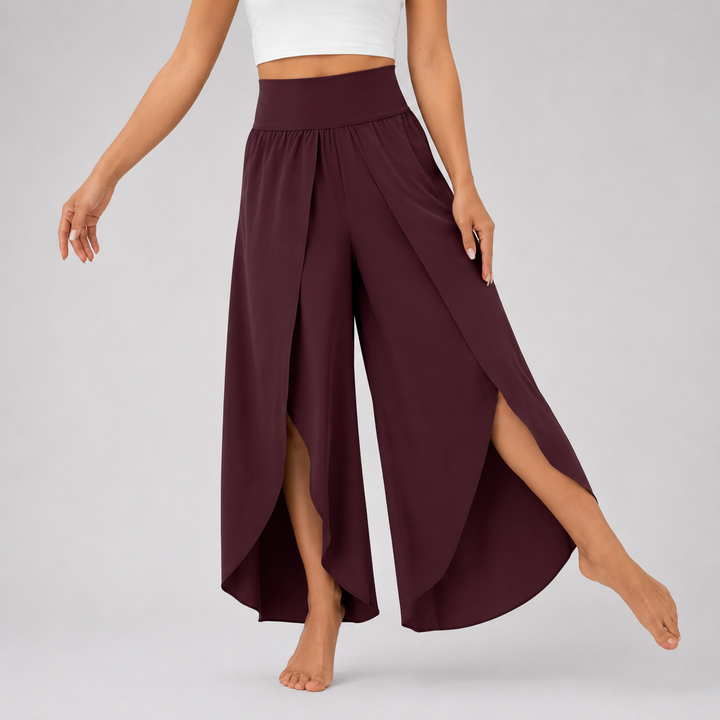 Hose für Damen mit Weitem Bein und Elastischem Bund