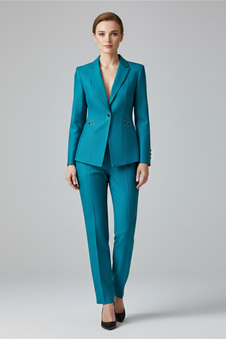 Hosenanzug Damen mit Einknopf-Blazer und Gerader Hose
