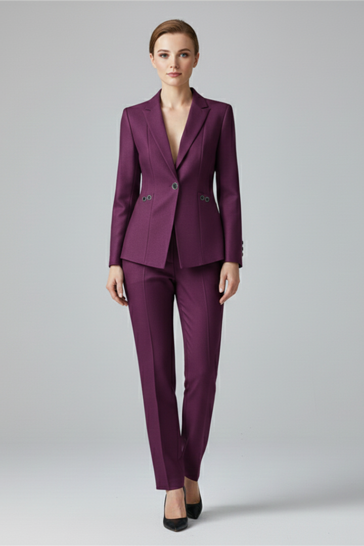 Hosenanzug Damen mit Einknopf-Blazer und Gerader Hose