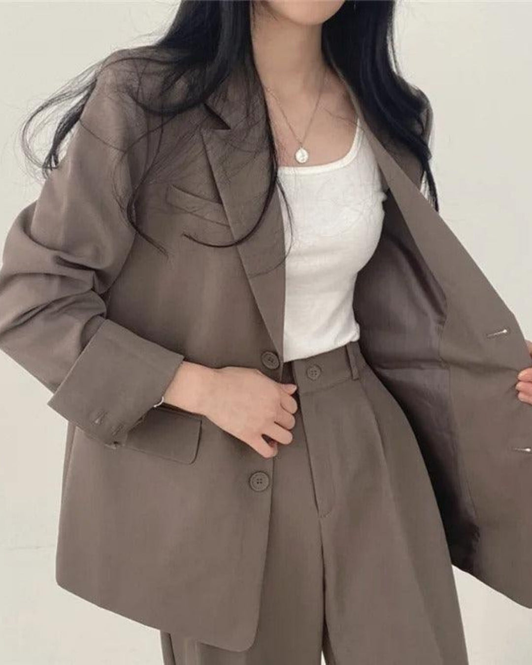Hosenanzug Damen mit Long-Blazer und Oversize-Schnitt