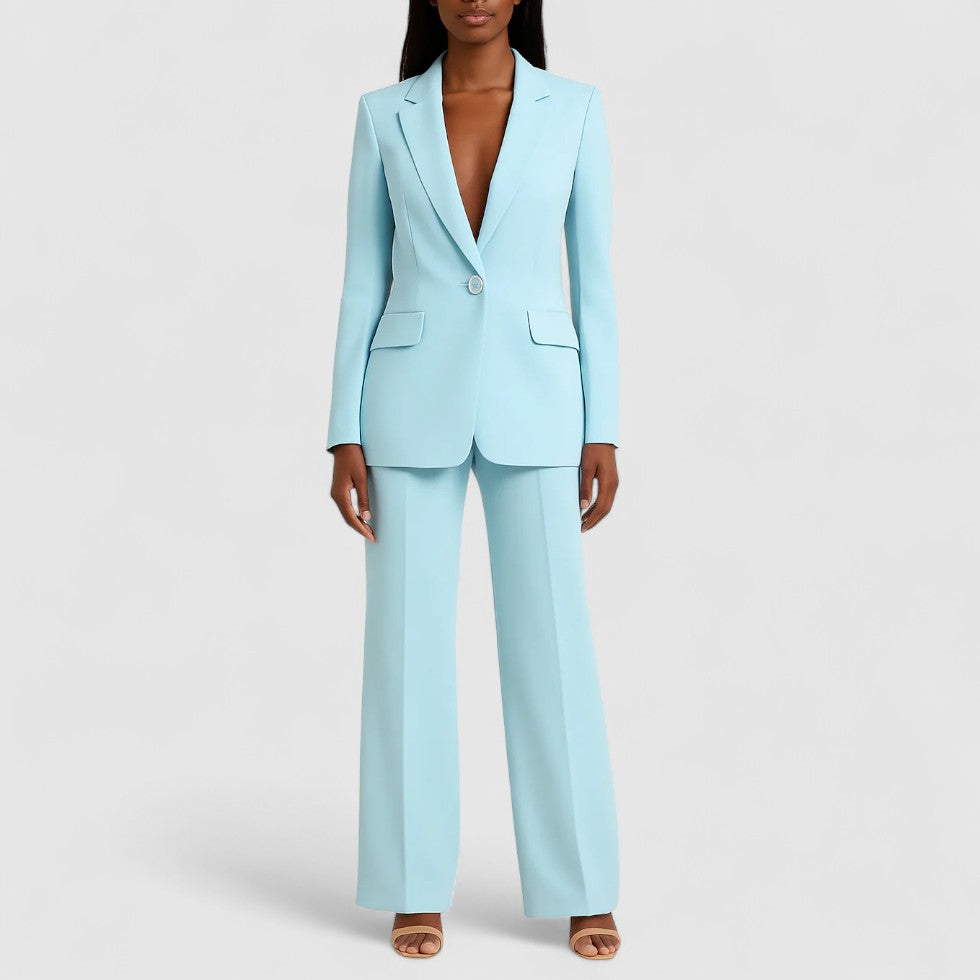Hosenanzug Damen mit Reverskragen und Tailliertem Blazer