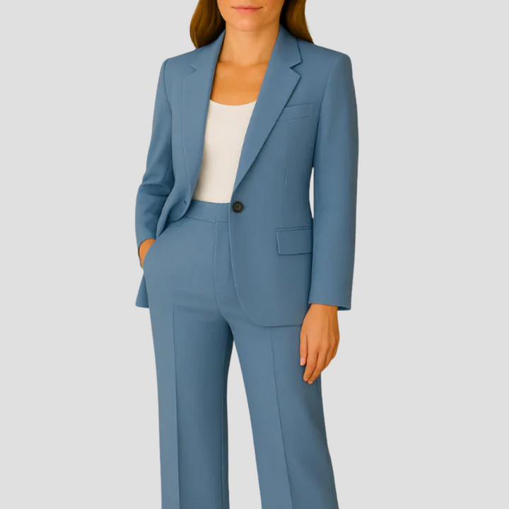 Hosenanzug Damen mit Zweiteiligem Blazer-Set und Gerader Hose