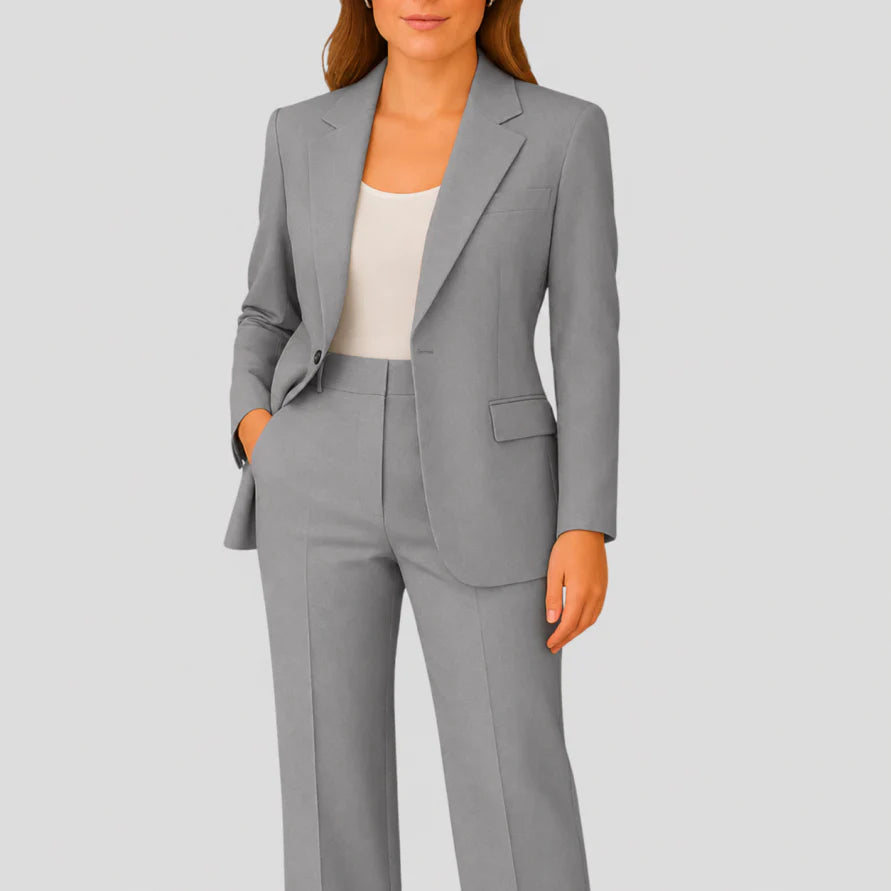 Hosenanzug Damen mit Zweiteiligem Blazer-Set und Gerader Hose