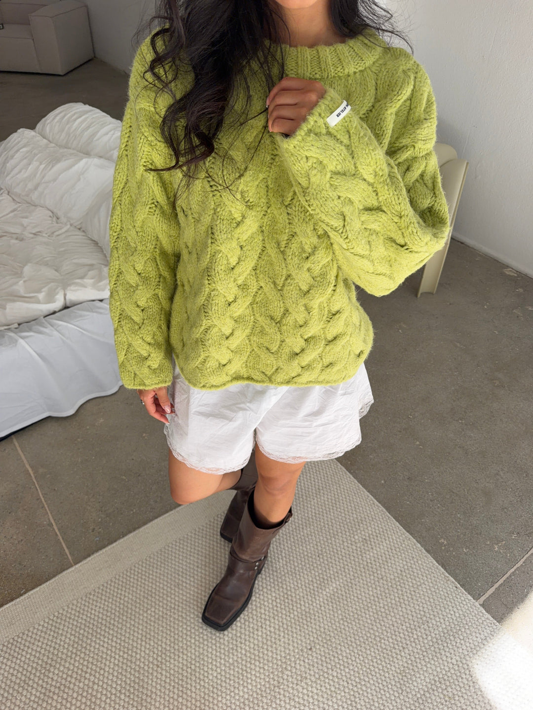 Ida Damen Zopfstrickpullover mit lockerer Passform