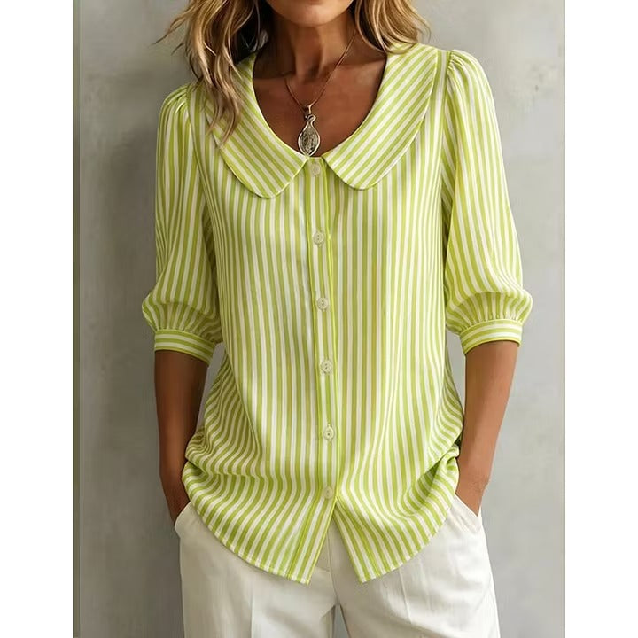 Greta | Damen Gestreifte Bluse mit Knopfleiste