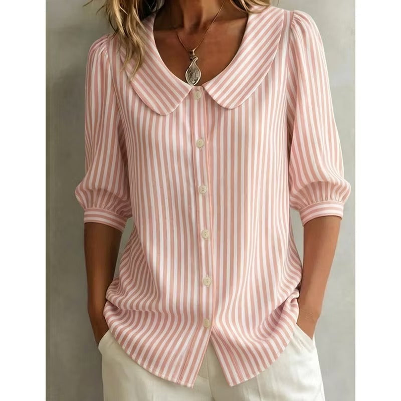 Greta | Damen Gestreifte Bluse mit Knopfleiste