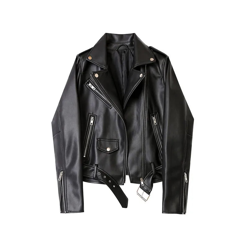 Ingrid | Damen Bikerjacke aus Kunstleder mit asymmetrischem Reißverschluss