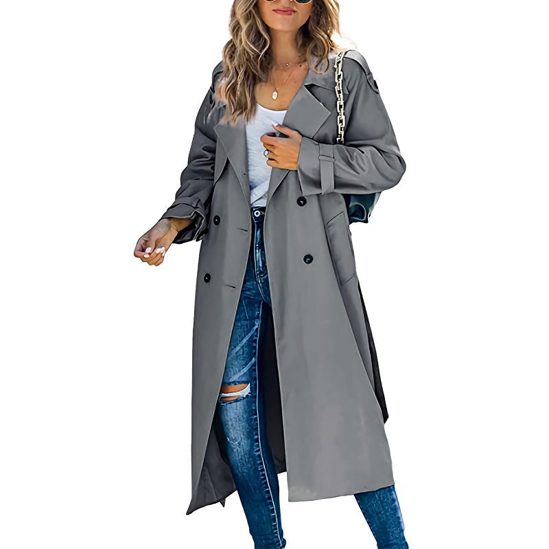 Ingrid | Langer Mantel mit Knopfleiste