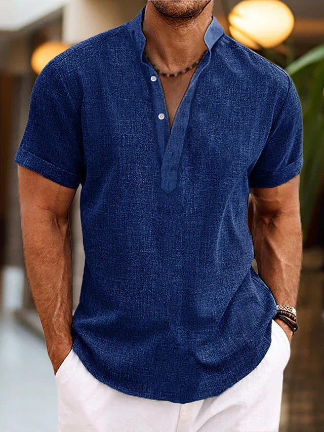 Daniel | Herren Sommerliches Henley Kurzarmshirt