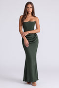 Isabell | Damen trägerloses Korsett-Maxikleid mit Drapierung und Meerjungfrauensaum